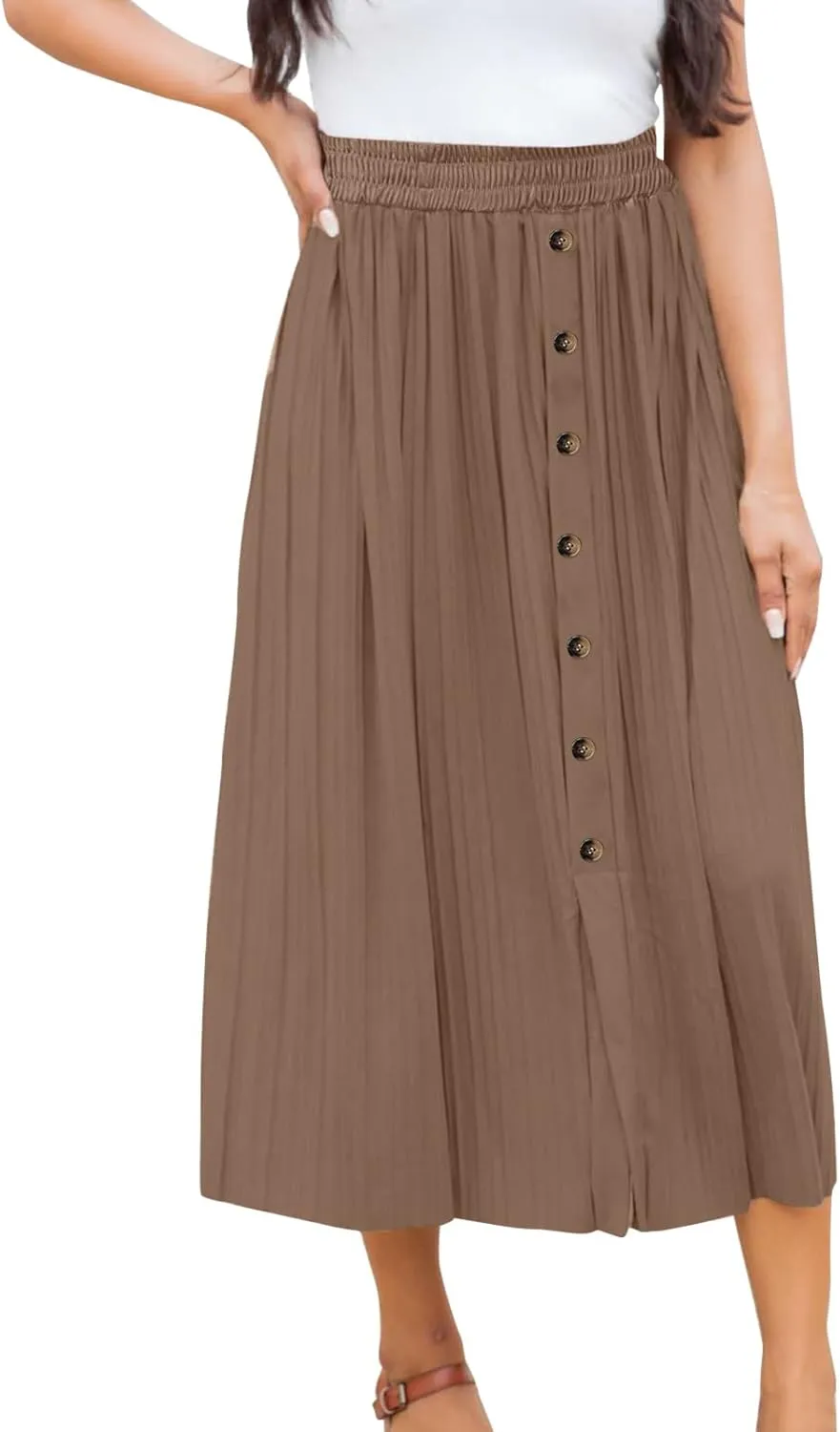 Womens Retro Skirt Women's Elastic Waist Skirts Party Shiny Accordion Pleated Midi Skirt Denim Skirts for Women