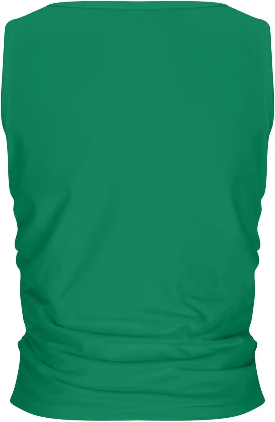 Womens Slim-Fit Tank Tops Summer Sleeveless Crew Neck Vest Shirts Side Ruched Basic Solid Color Athletic T-Shirt