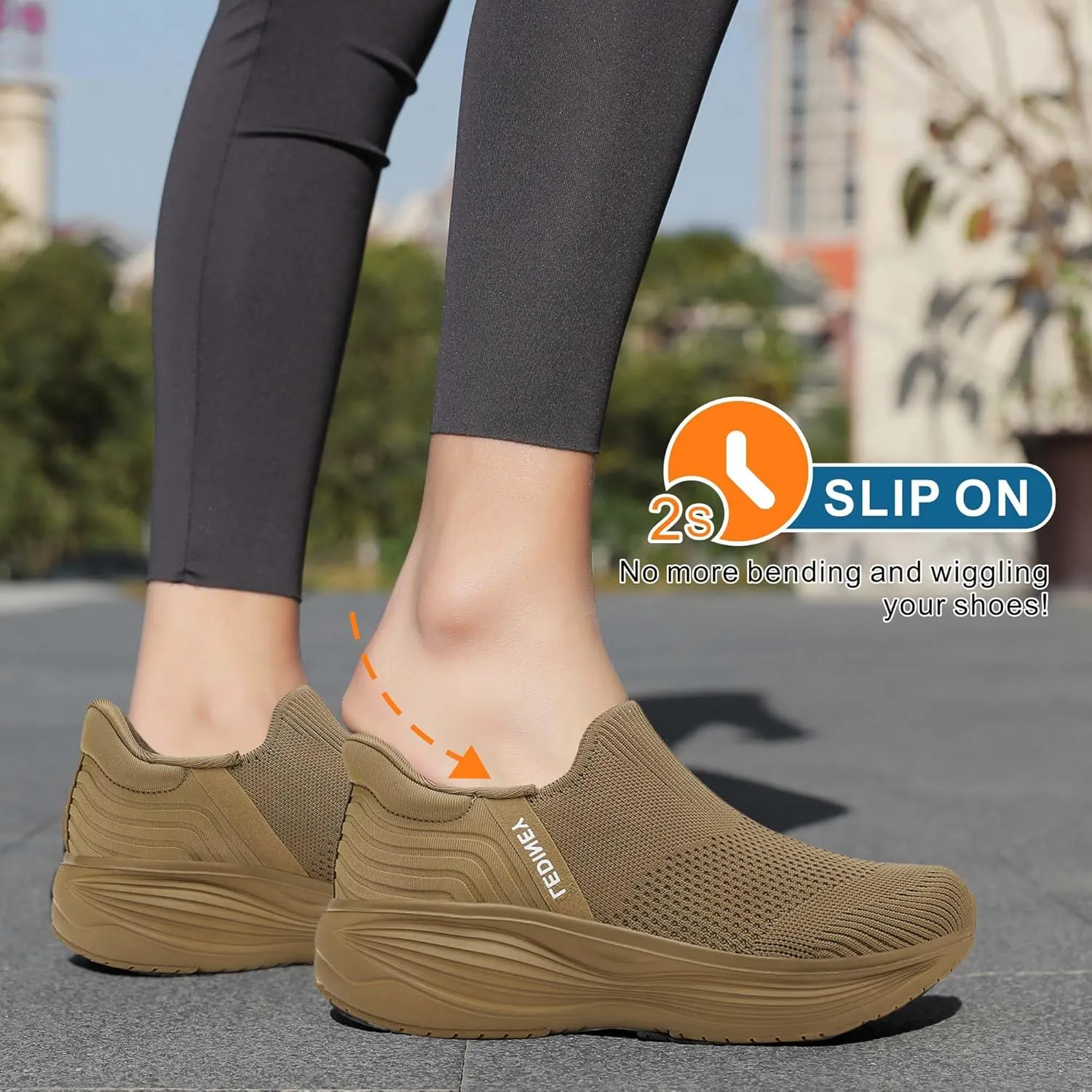 Women's Slip On Walking SneakerLightweight Breathable Tennis ShoesKnit Mesh Platform Zapatos para Mujer