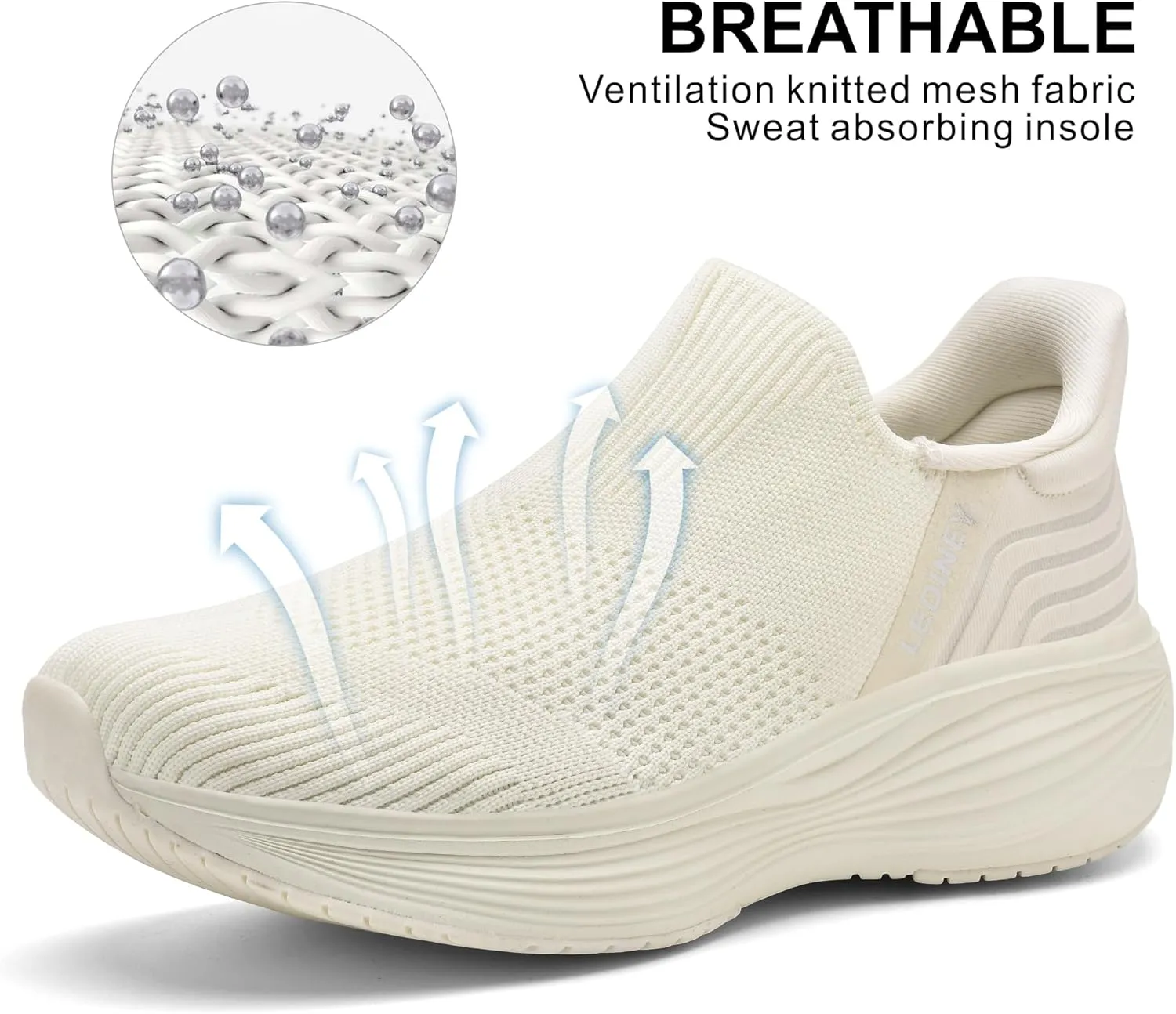 Women's Slip On Walking SneakerLightweight Breathable Tennis ShoesKnit Mesh Platform Zapatos para Mujer