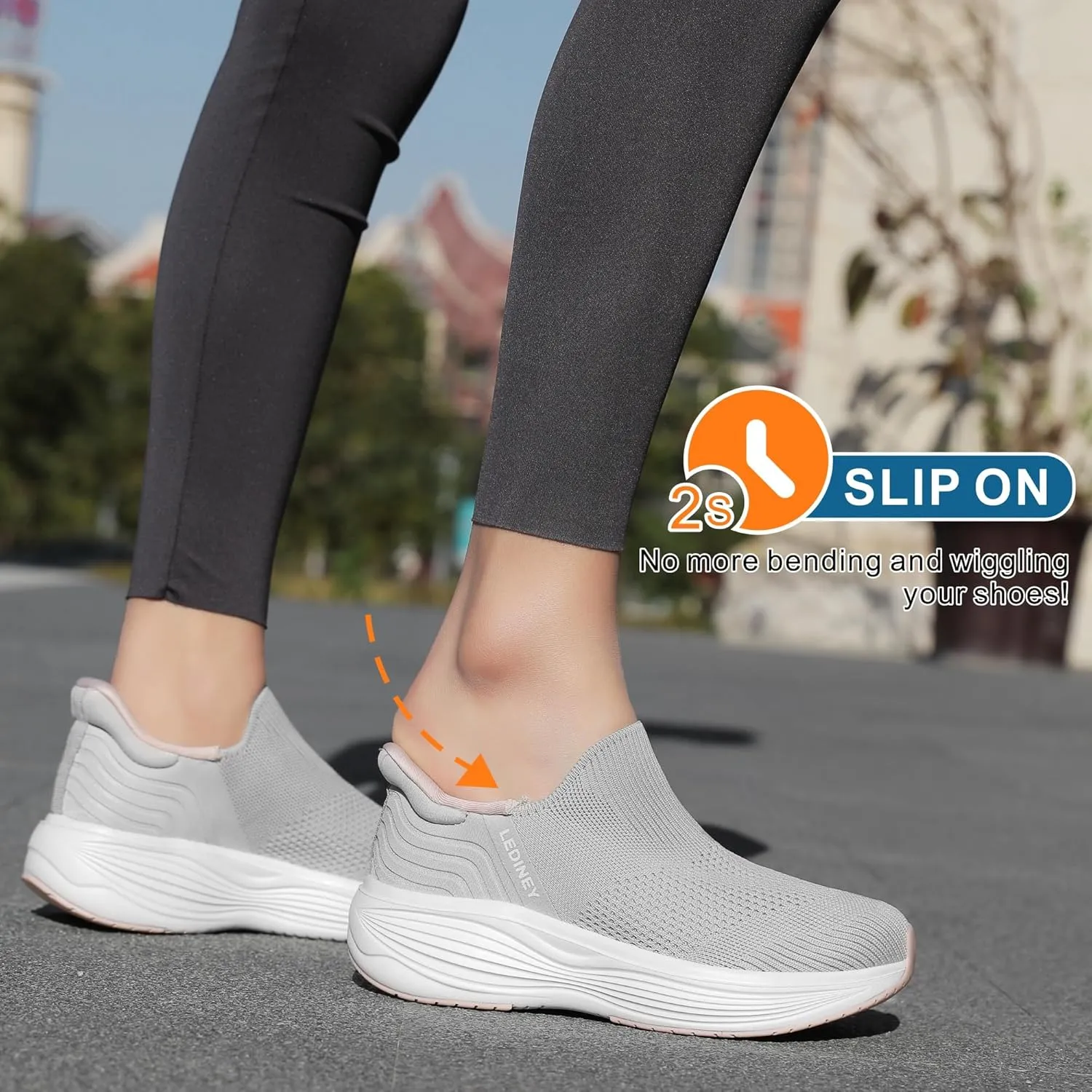 Women's Slip On Walking SneakerLightweight Breathable Tennis ShoesKnit Mesh Platform Zapatos para Mujer