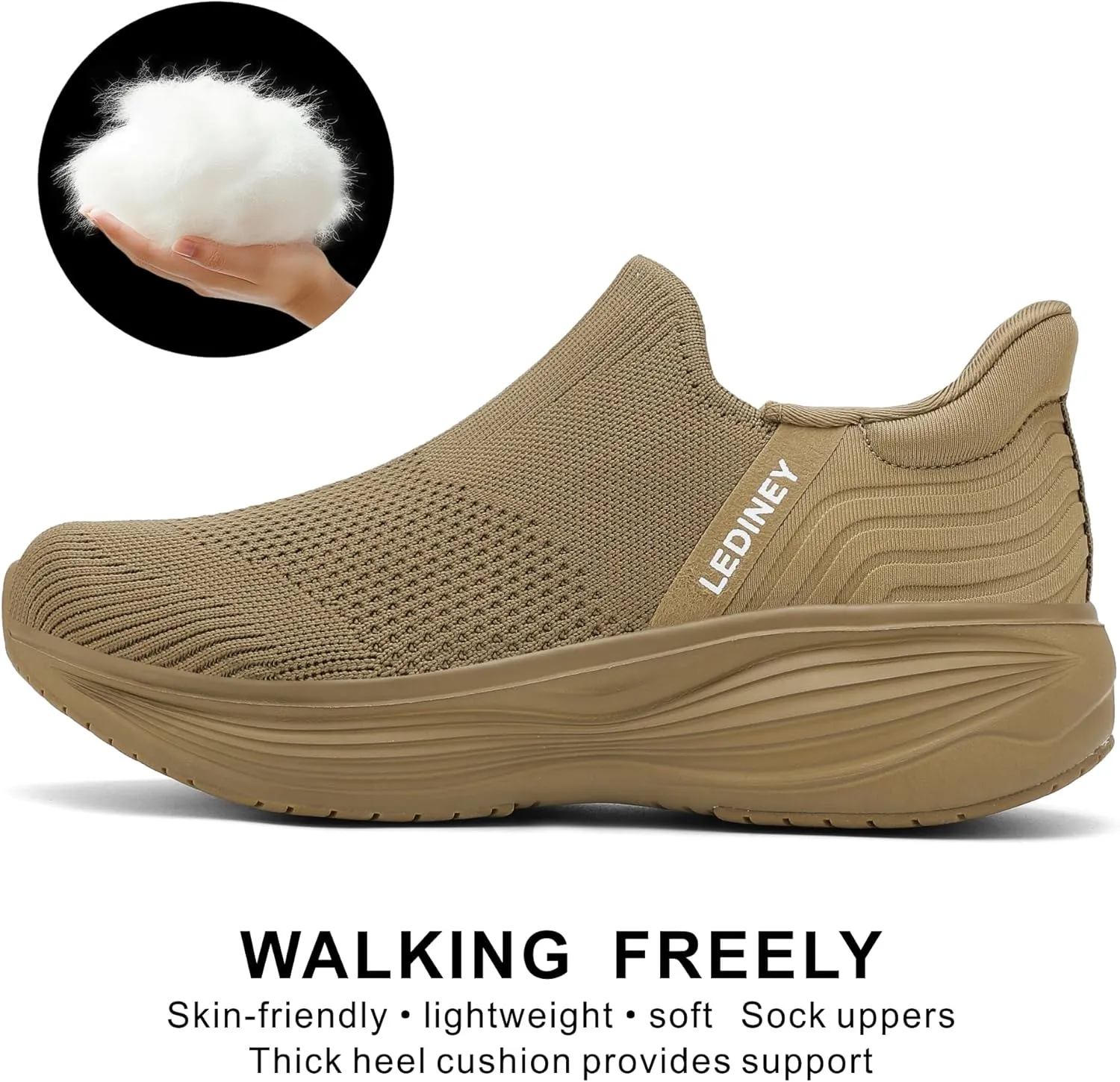 Women's Slip On Walking SneakerLightweight Breathable Tennis ShoesKnit Mesh Platform Zapatos para Mujer