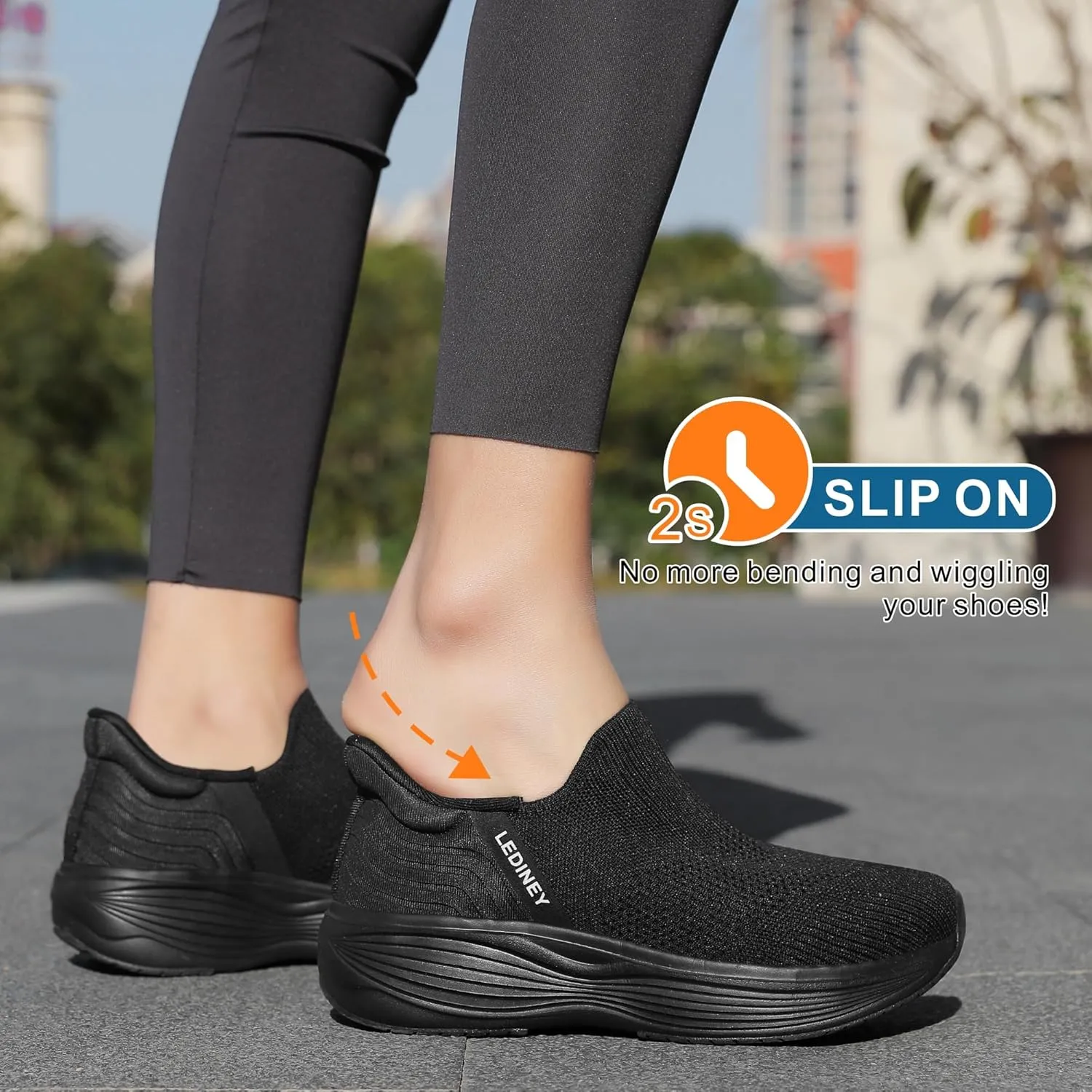Women's Slip On Walking SneakerLightweight Breathable Tennis ShoesKnit Mesh Platform Zapatos para Mujer