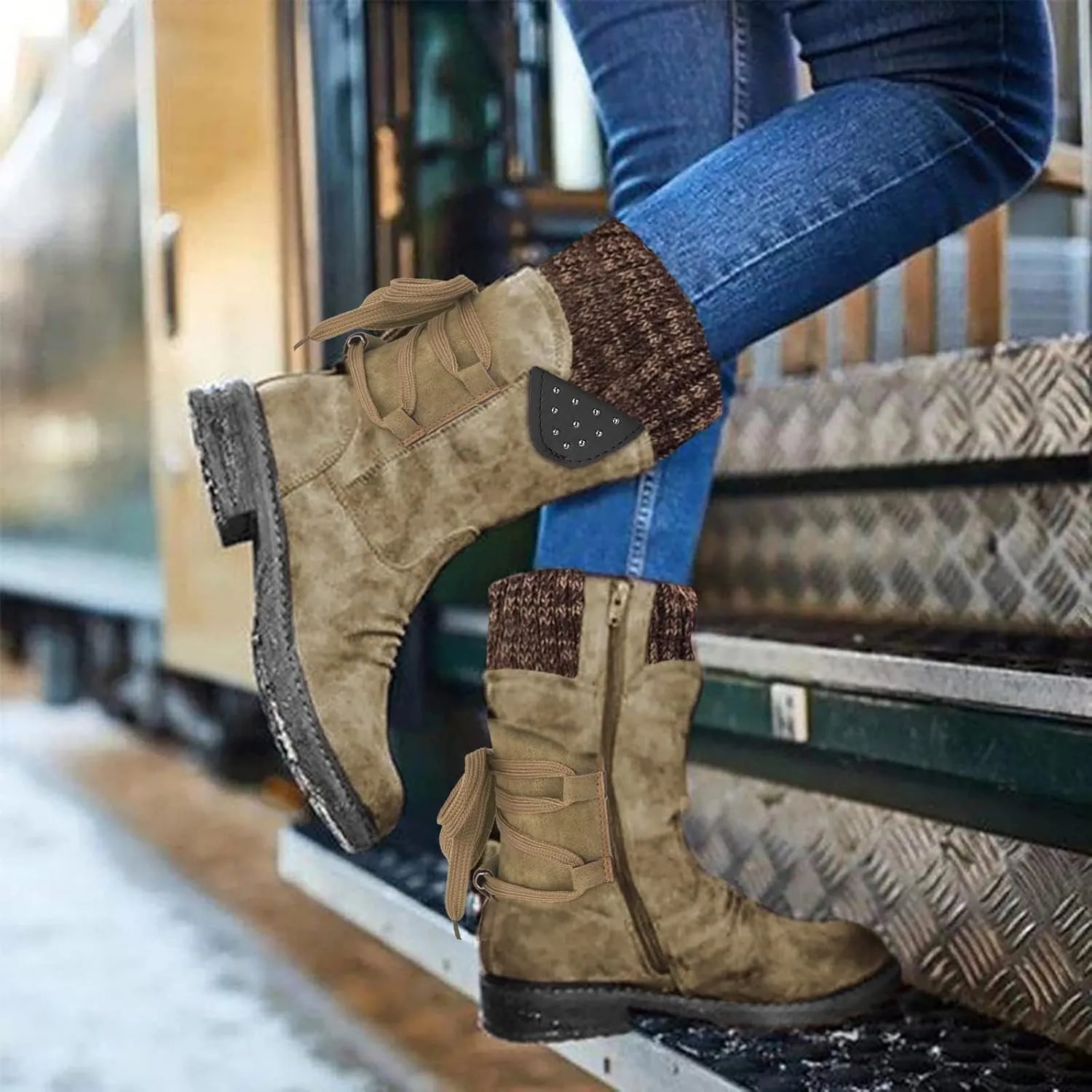 Womens Snow Boots Waterproof Wide Calf Womens Fall Fashion 2023 Boots Winter Winter Boots for Women Snow Womens Winter Hunting Boots Waterproof Insulated Botas Para Invierno Mujer Modernas
