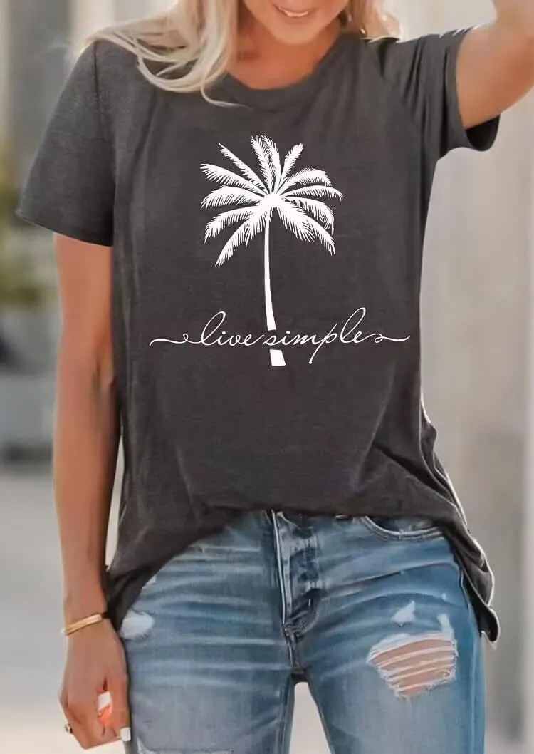 Women's Summer Beach T Shirt Cute Palm Tree Graphic Loose Tees Short Sleeve Casual Tops