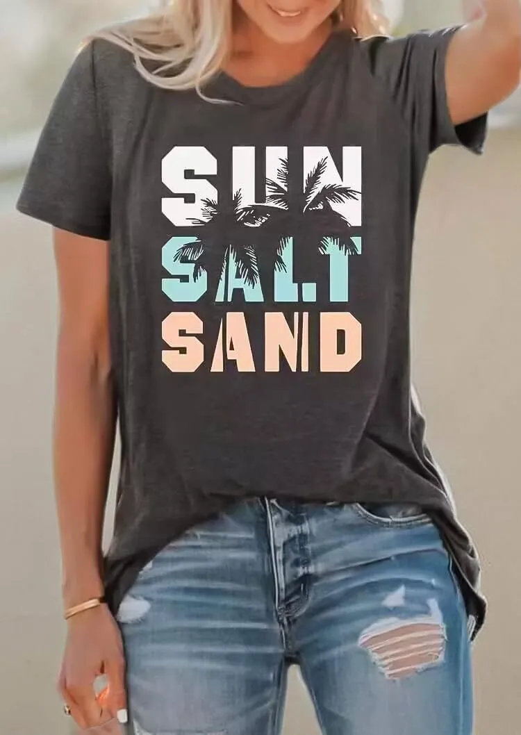 Women's Summer Beach T Shirt Cute Palm Tree Graphic Loose Tees Short Sleeve Casual Tops
