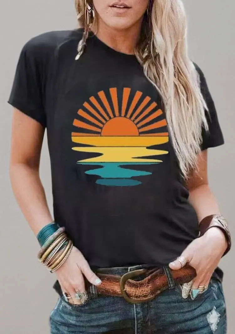 Women's Summer Beach T Shirt Cute Palm Tree Graphic Loose Tees Short Sleeve Casual Tops