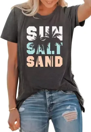 Women's Summer Beach T Shirt Cute Palm Tree Graphic Loose Tees Short Sleeve Casual Tops