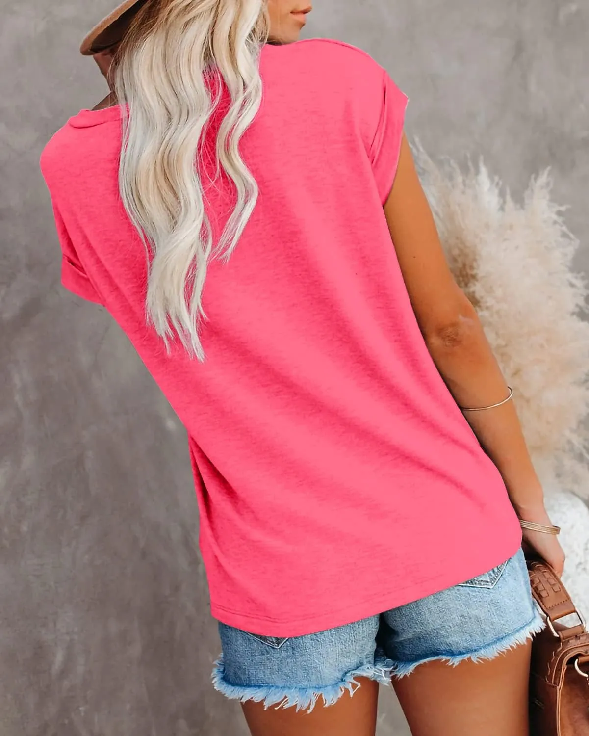 Women's Summer Casual Tops Cap Sleeve Oversized T Shirts Loose Fit Blouses