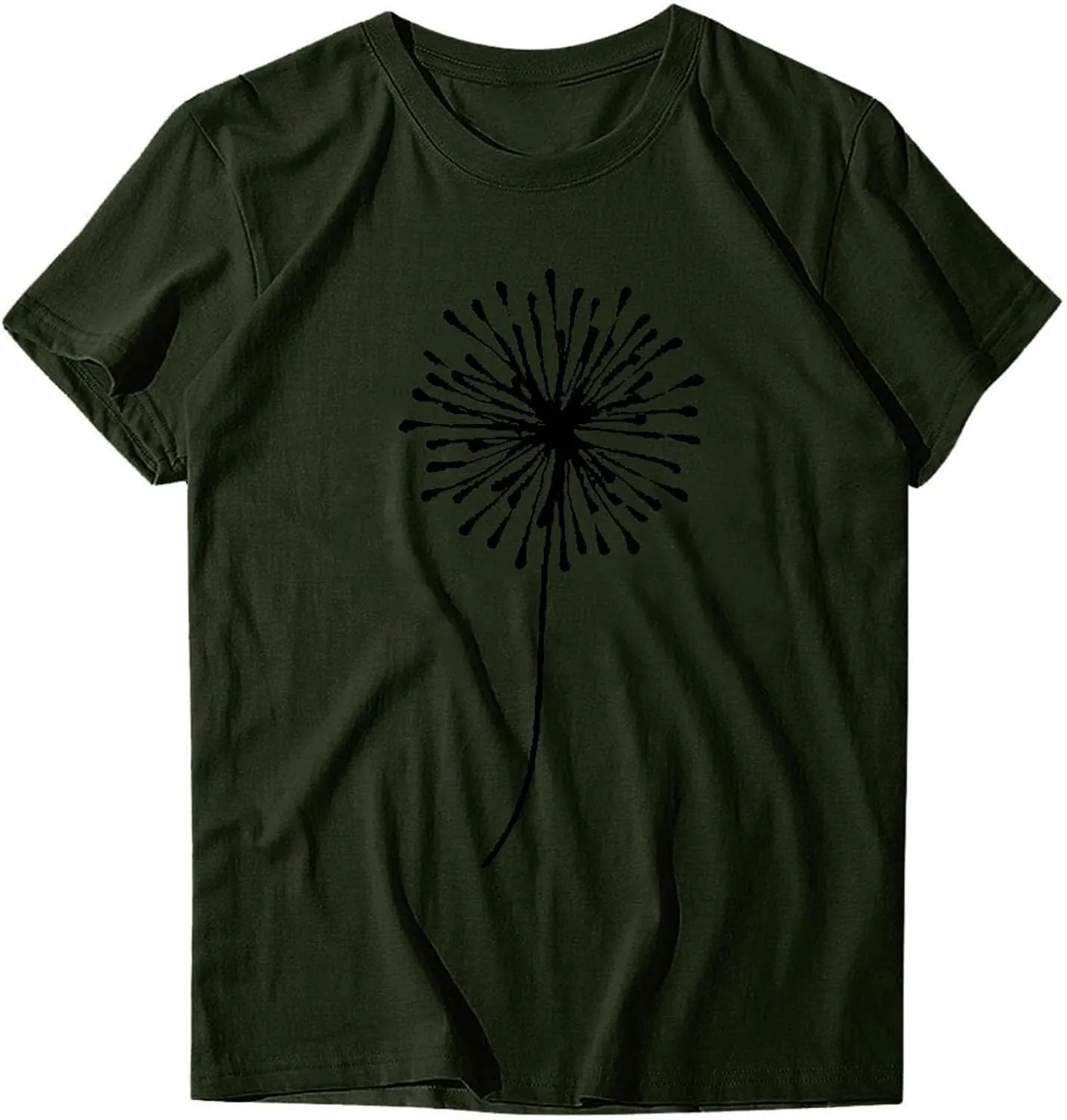Womens T Shirts Cute Dandelion Graphic Tees Crewneck Short Sleeve Summer Tops Casual Loose Cotton Tshirts