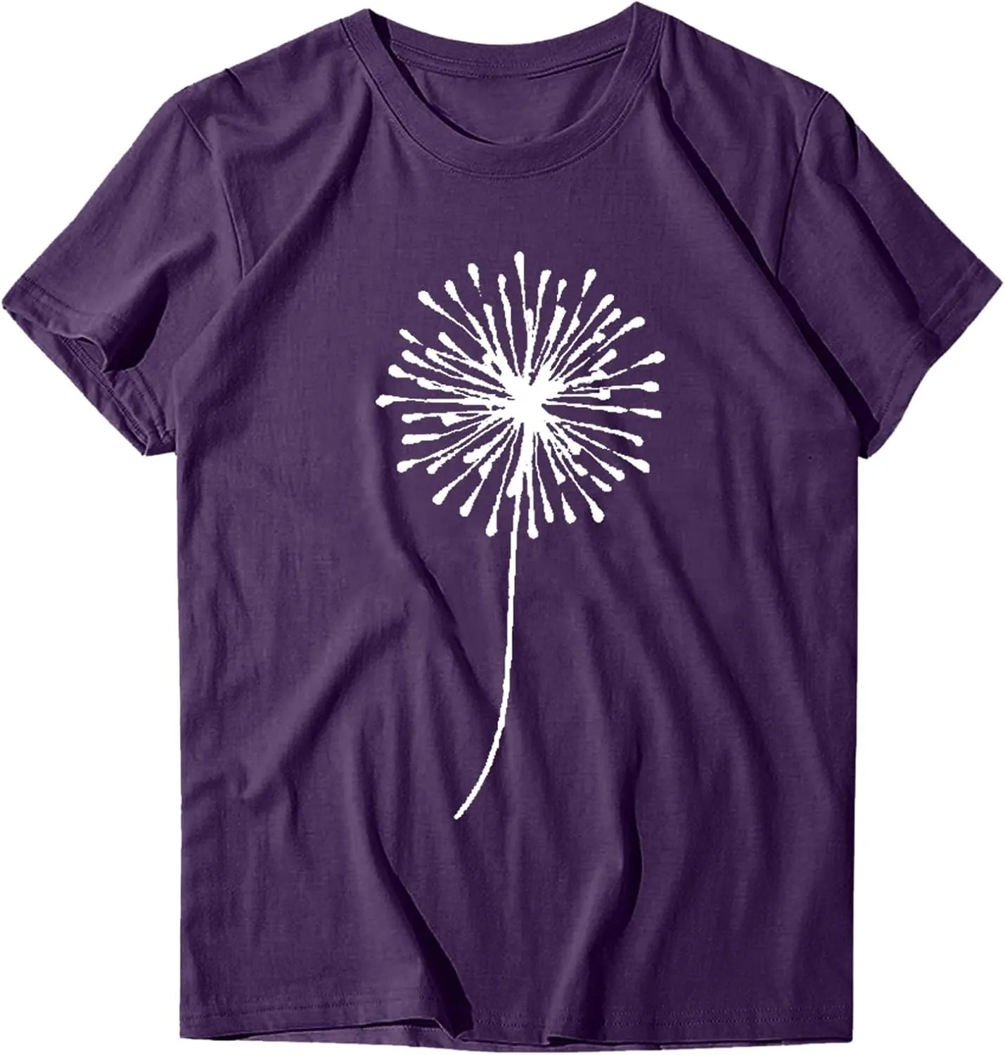 Womens T Shirts Cute Dandelion Graphic Tees Crewneck Short Sleeve Summer Tops Casual Loose Cotton Tshirts