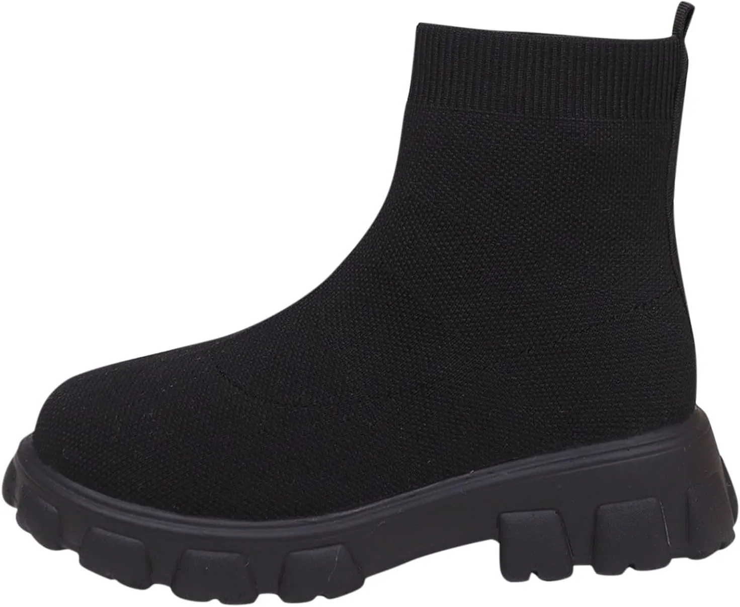 Women's Thick Bottom Boots Ankle Boots Thick Soles Round Toe Non Slip Solid Color Fly Woven Mesh Womens Flat Boots Short