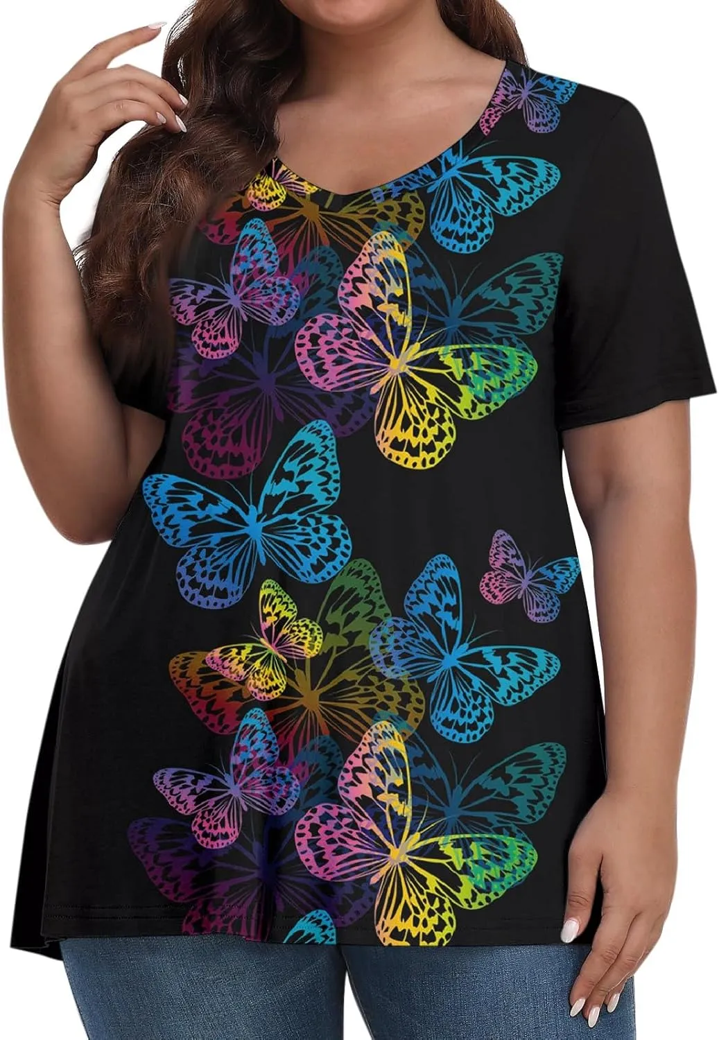 Womens Tops Dressy Fashion V Neck Short Sleeve Dressy Tops for Women Summer Animal Print Shirt Loose Fit Blouse