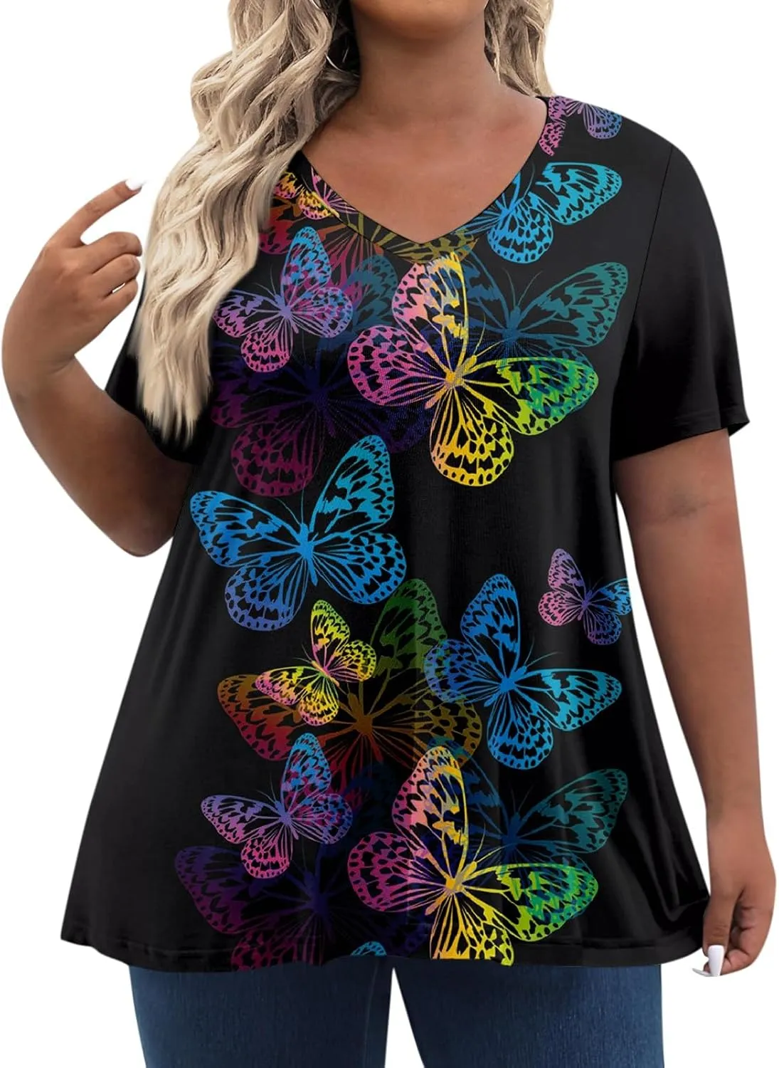 Womens Tops Dressy Fashion V Neck Short Sleeve Dressy Tops for Women Summer Animal Print Shirt Loose Fit Blouse
