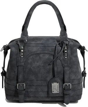 Women's Vintage Western Doctor Boston Washed Vegan Leather Top Handle Crossbody Tote Work Bag