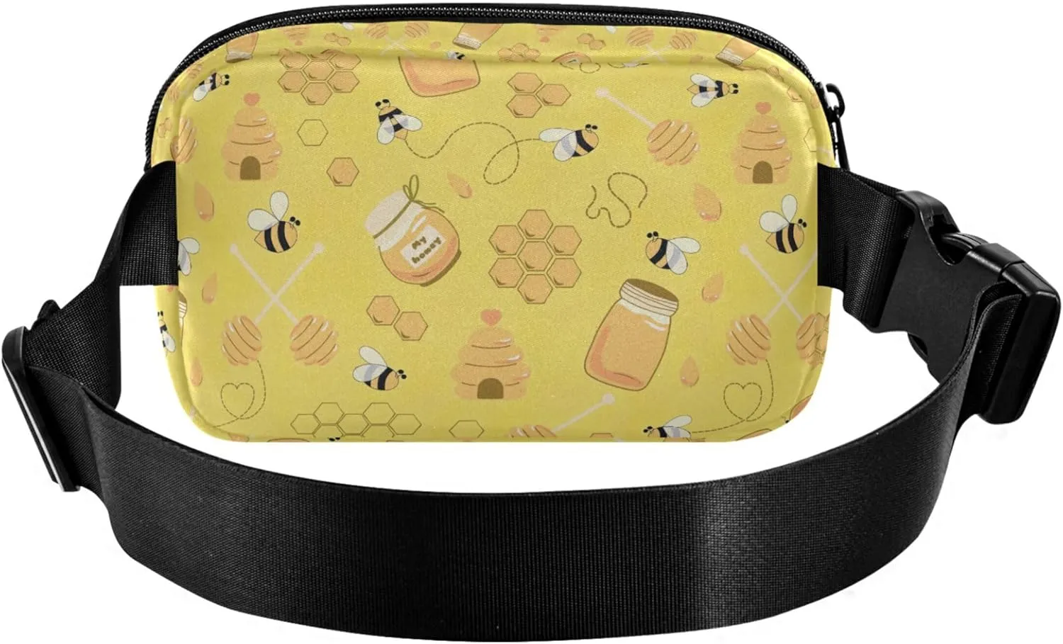 Yellow Bee Honeycomb Fanny Packs for Women Waterproof Hip Bag Belt Pouch Colorful Travel Waist Pack for Men