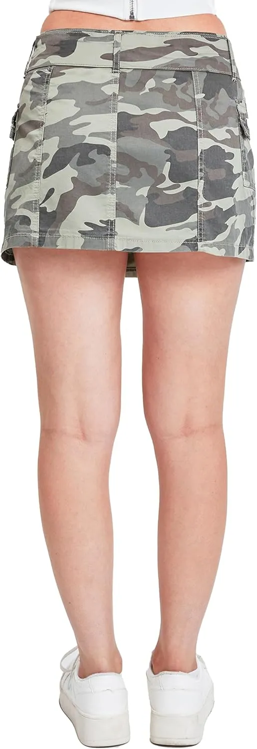 YMI Jeans Womens Belted Mini Cargo Skirt