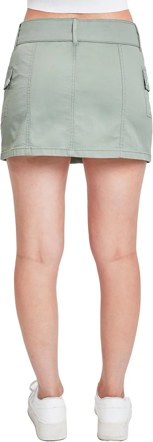 YMI Jeans Womens Belted Mini Cargo Skirt