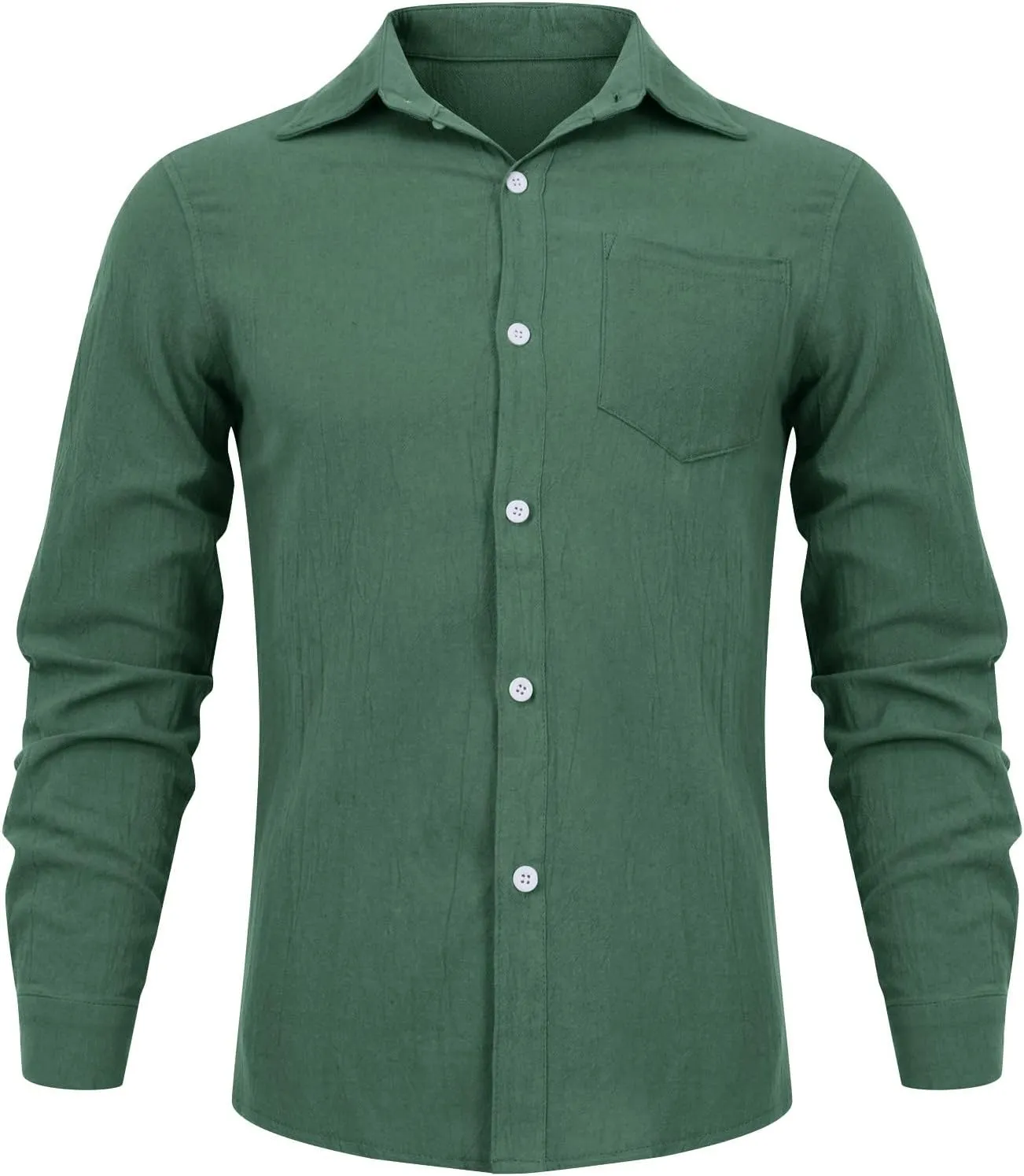 Ymosrh Men's Shirts Fashion Casual Long Sleeve Cotton Linen Solid Color T-Shirt Top Blouse Shirts, S-2XL