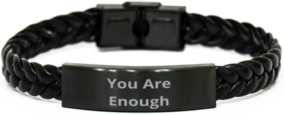 You are Enough, Braided Leather Bracelet. Model 60057