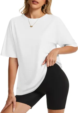 YUCOLEN Oversized T Shirts for Women Loose Fit Short Sleeve Crewneck Plus Size Tops UPF 50  Casual Workout Summer Tees