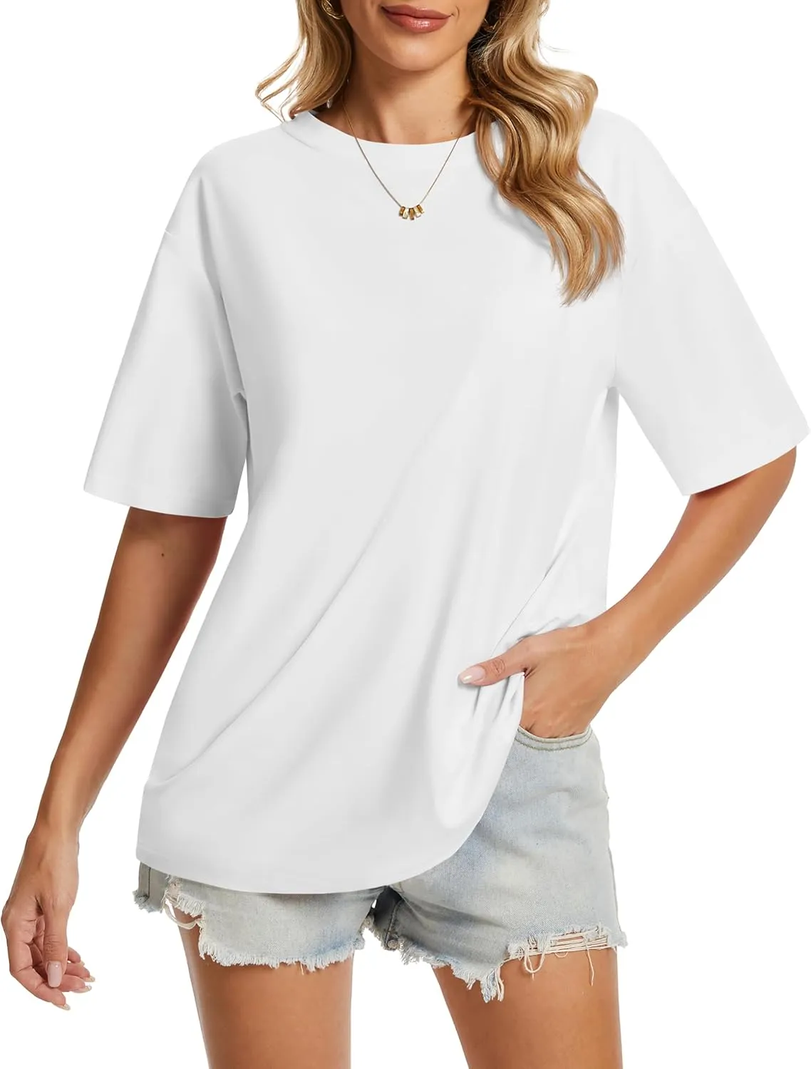 YUCOLEN Oversized T Shirts for Women Loose Fit Short Sleeve Crewneck Plus Size Tops UPF 50  Casual Workout Summer Tees