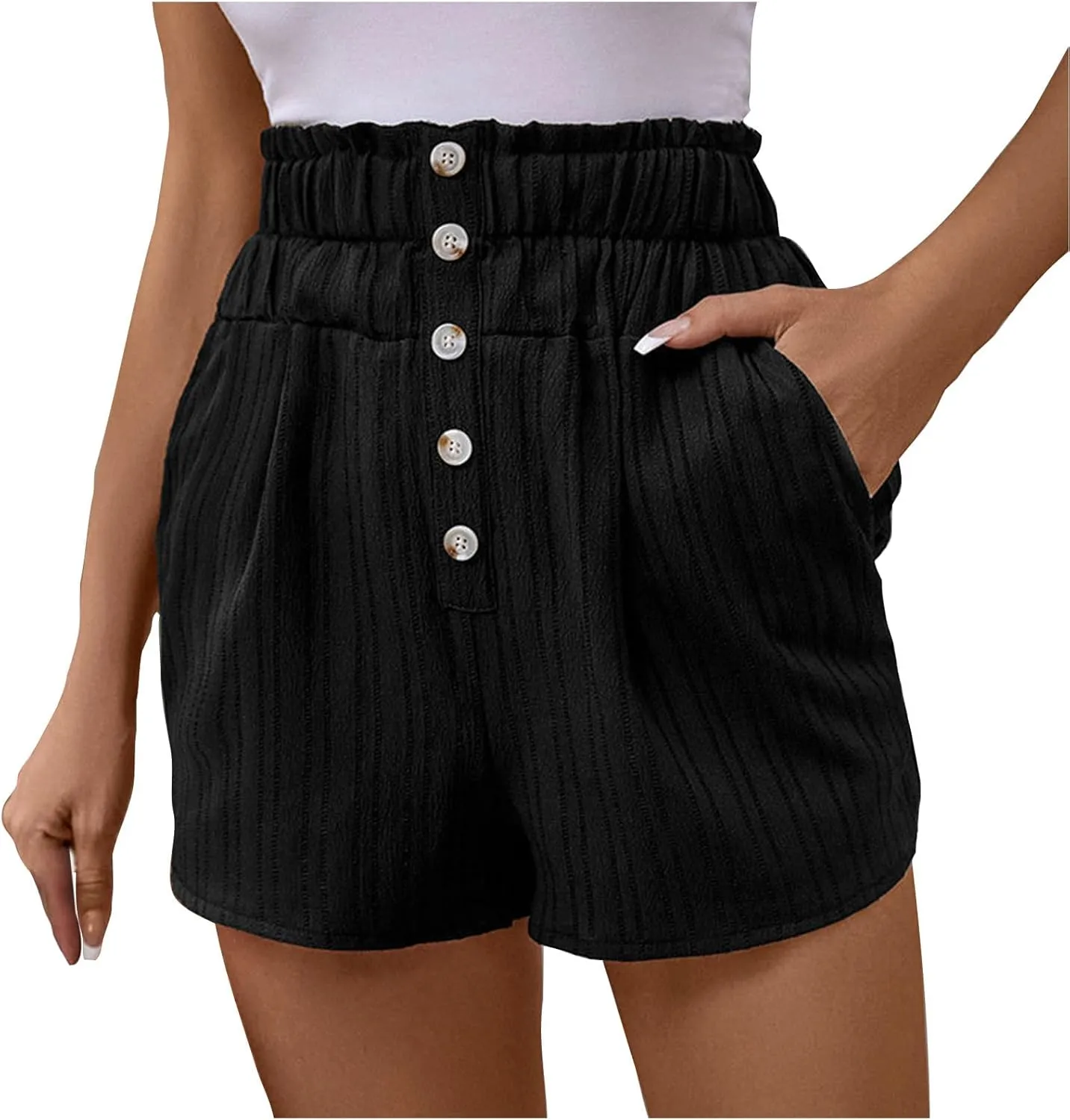 ZDRZK Comfy Shorts for Women Office Formal High Waist Bermuda Shorts Elagant Casual Work Trouser Shorts with Pockets
