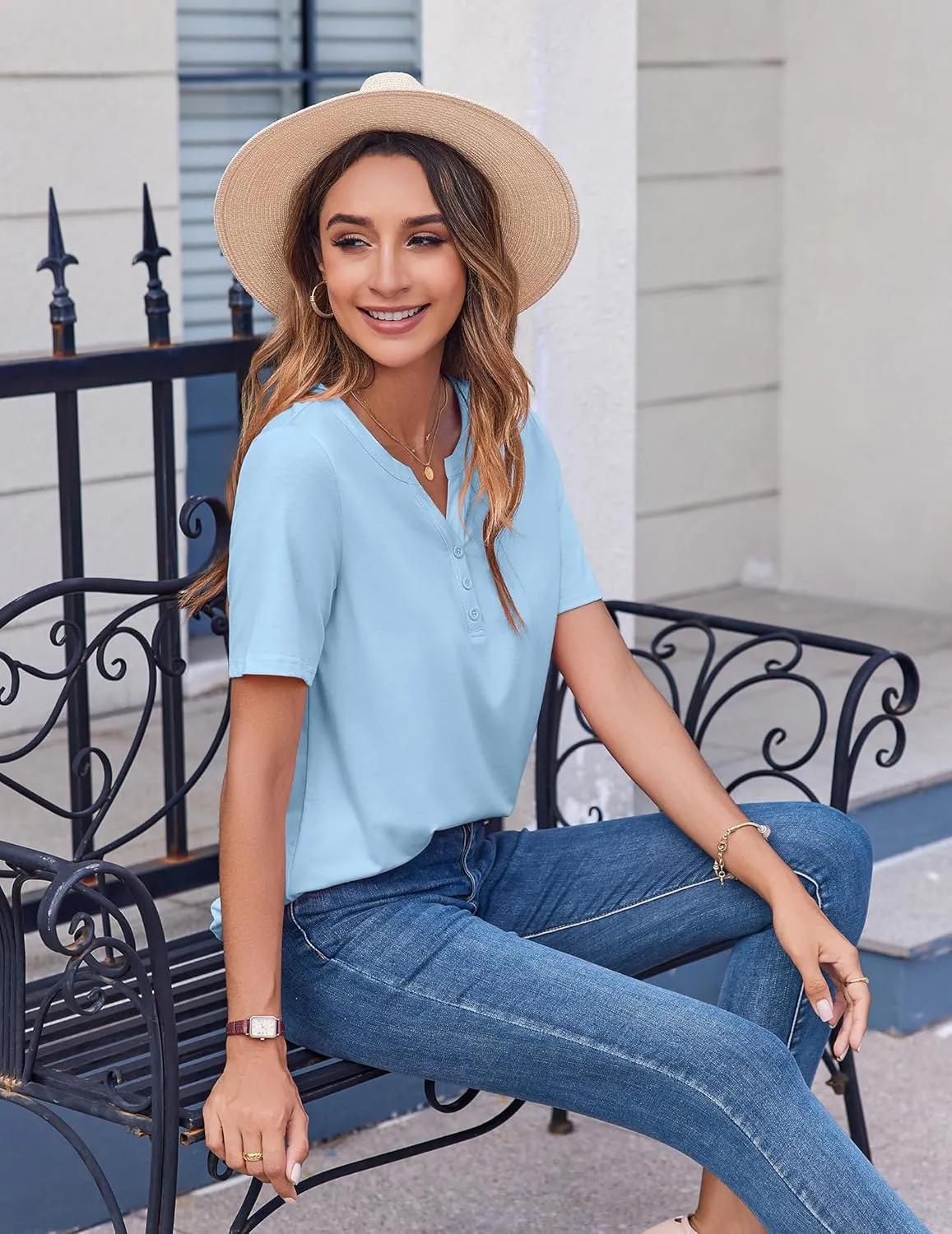 Zeagoo Womens Summer Tops Casual Short Sleeve V Neck Shirts Business Dressy Work Blouses
