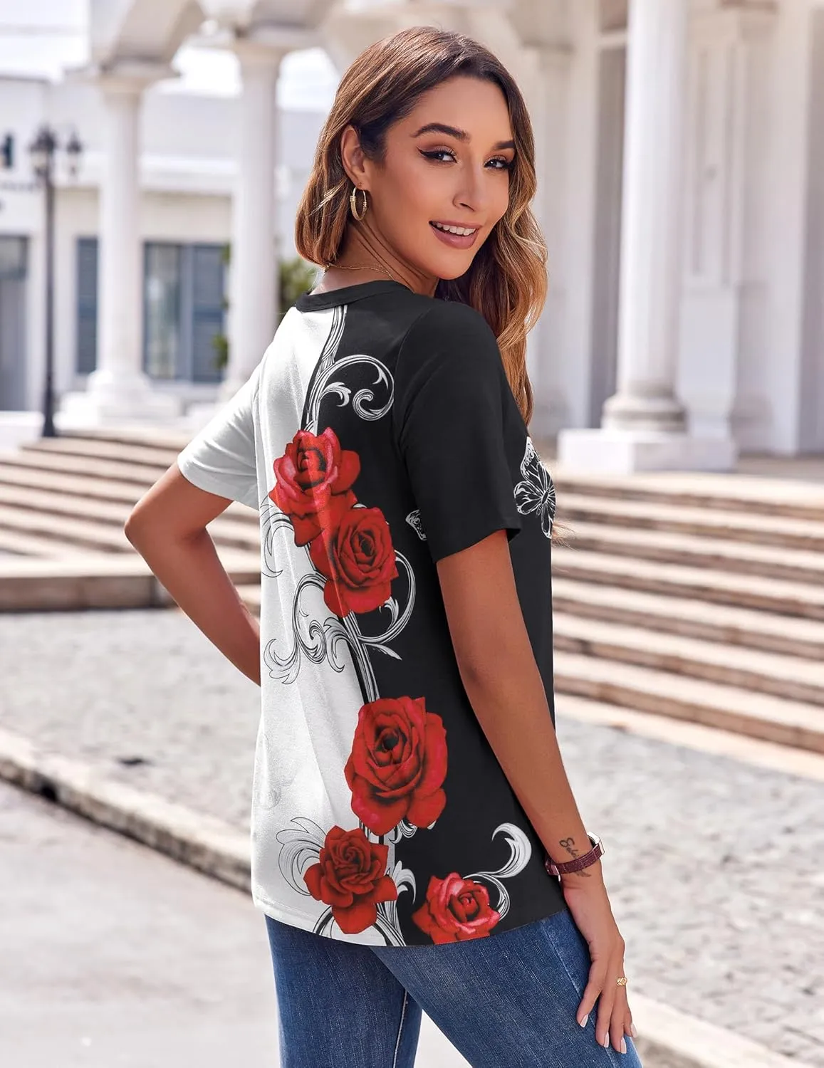 Zeagoo Womens Summer Tops Casual Short Sleeve V Neck Shirts Business Dressy Work Blouses