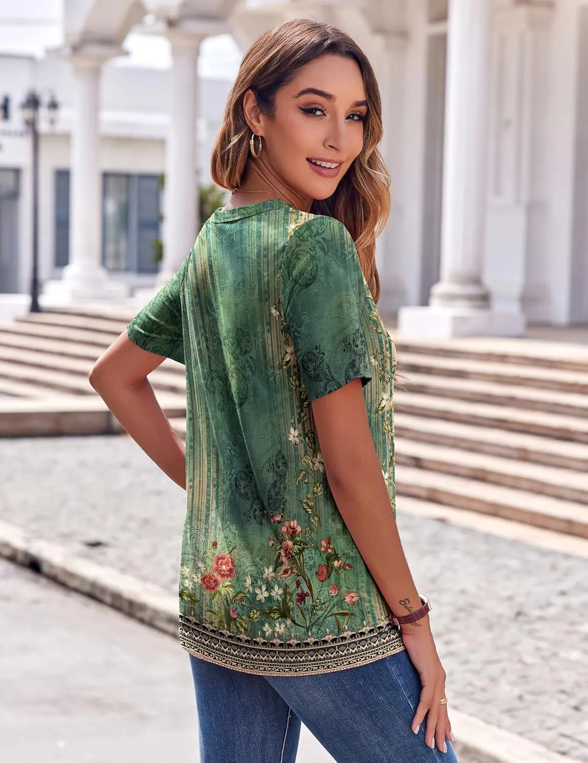 Zeagoo Womens Summer Tops Casual Short Sleeve V Neck Shirts Business Dressy Work Blouses