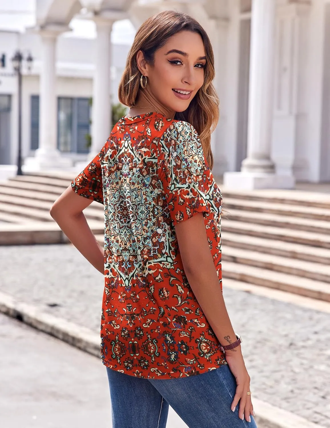 Zeagoo Womens Summer Tops Casual Short Sleeve V Neck Shirts Business Dressy Work Blouses