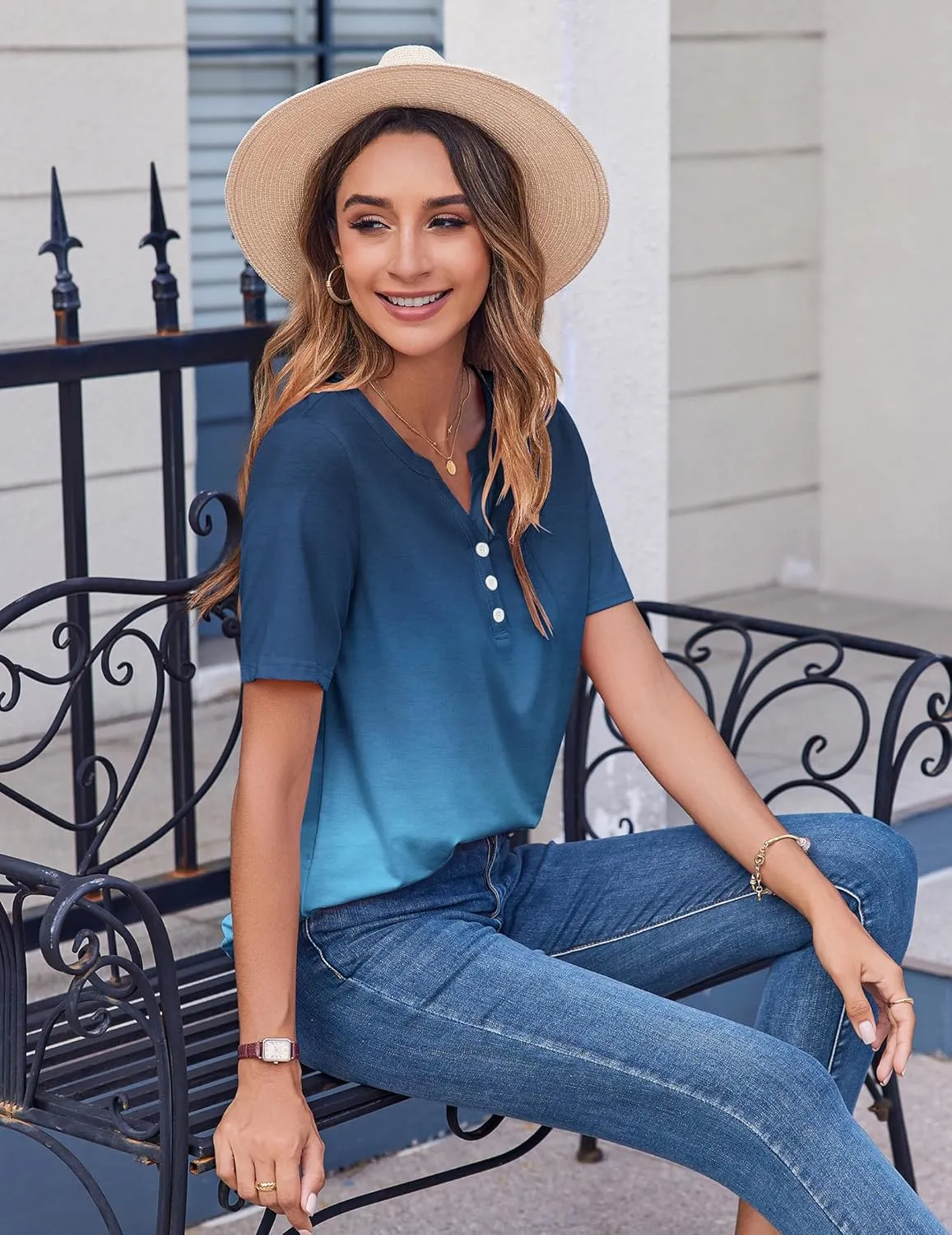 Zeagoo Womens Summer Tops Casual Short Sleeve V Neck Shirts Business Dressy Work Blouses