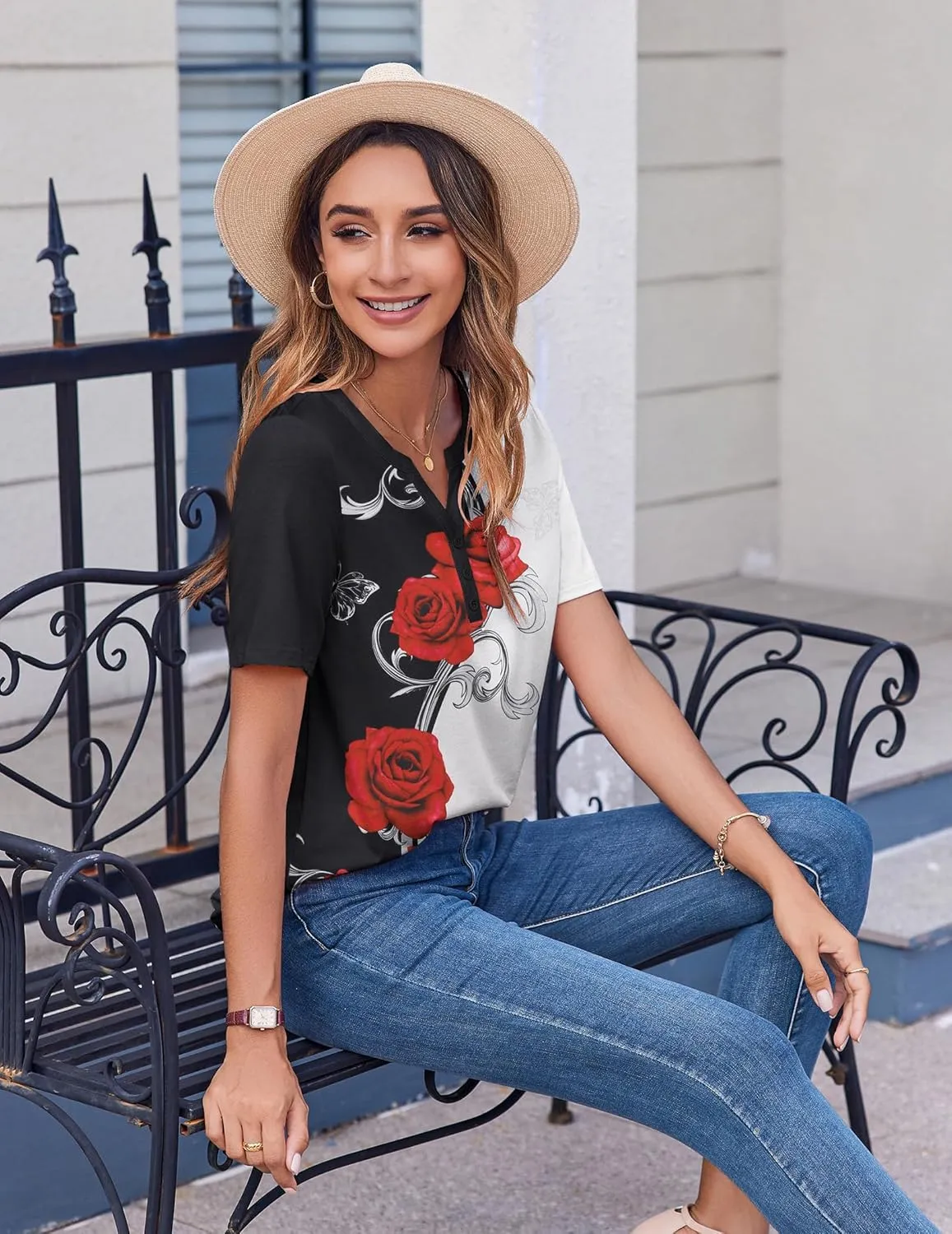 Zeagoo Womens Summer Tops Casual Short Sleeve V Neck Shirts Business Dressy Work Blouses