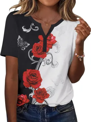 Zeagoo Womens Summer Tops Casual Short Sleeve V Neck Shirts Business Dressy Work Blouses
