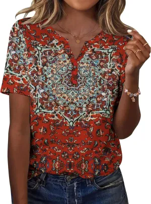 Zeagoo Womens Summer Tops Casual Short Sleeve V Neck Shirts Business Dressy Work Blouses