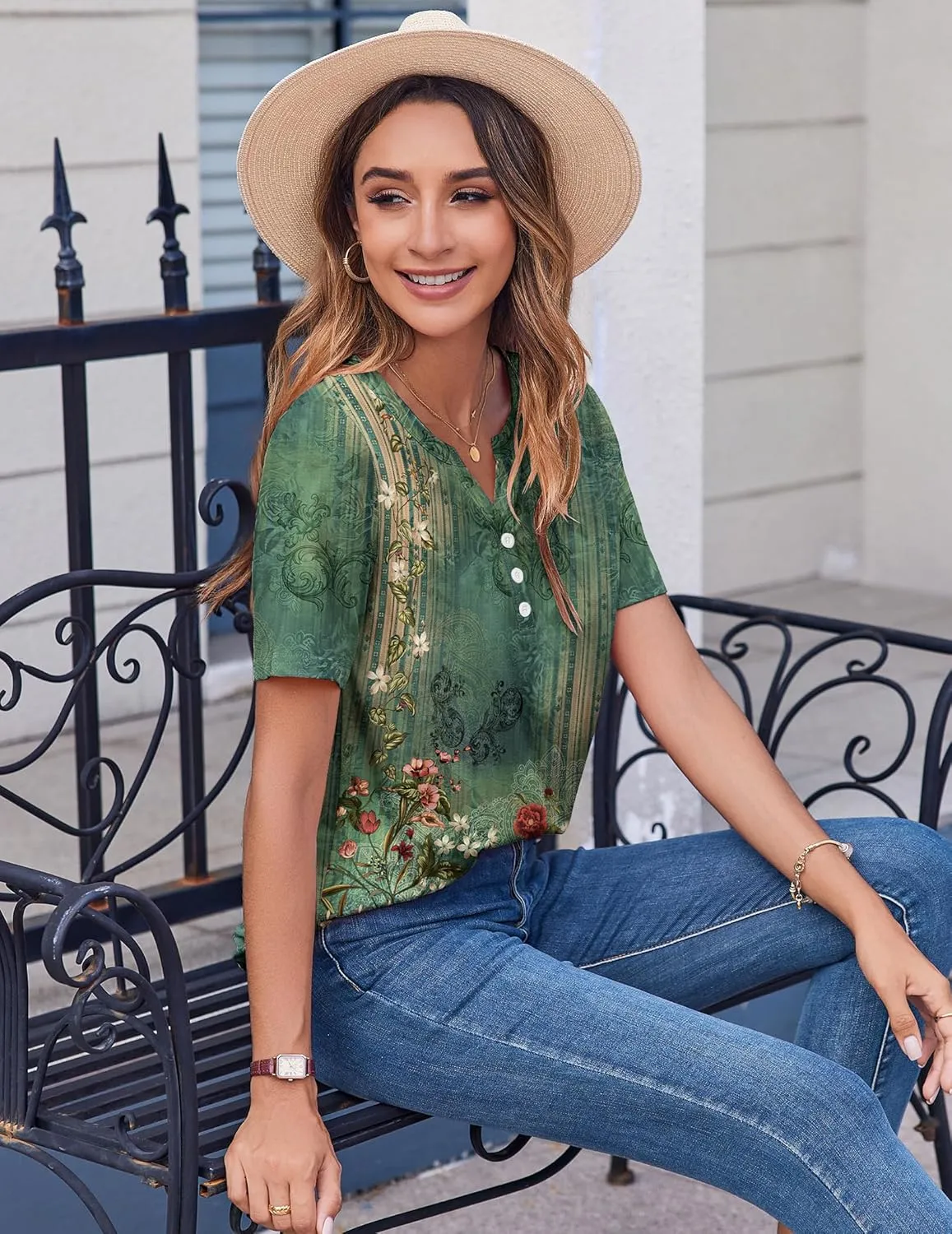 Zeagoo Womens Summer Tops Casual Short Sleeve V Neck Shirts Business Dressy Work Blouses