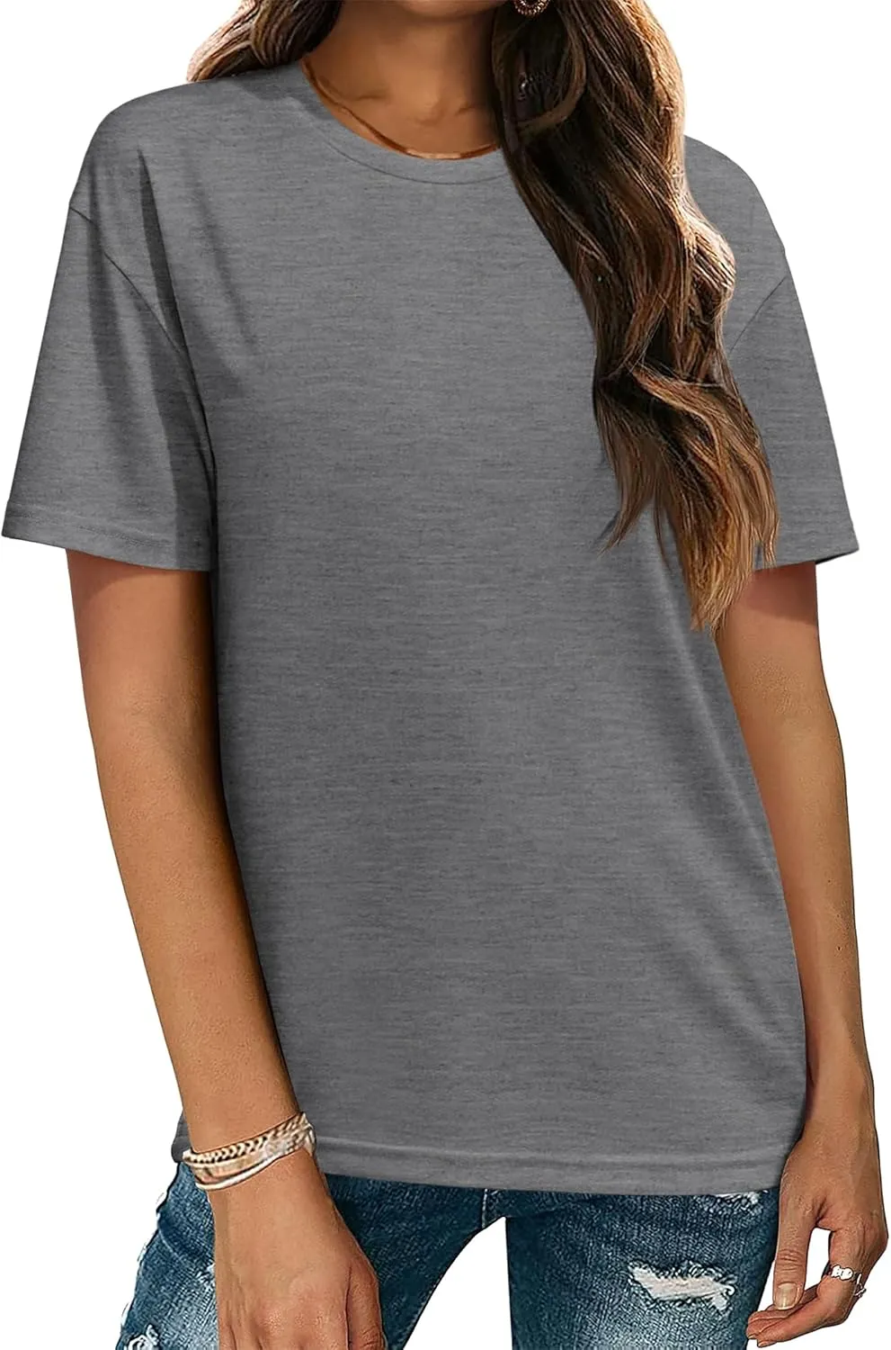 Zeagoo Women's T-Shirts Short Sleeve Tops Summer Casual Blouse Crew Neck Basic Shirt 2 Pack Loose Fit Tee