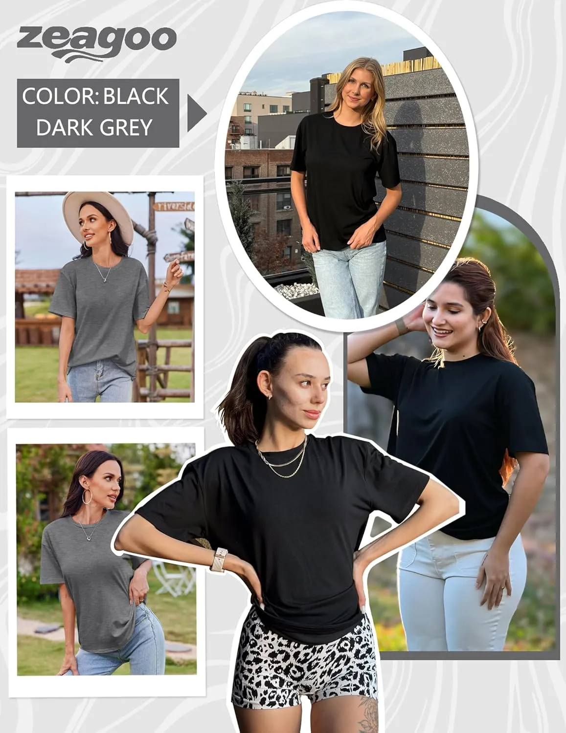 Zeagoo Women's T-Shirts Short Sleeve Tops Summer Casual Blouse Crew Neck Basic Shirt 2 Pack Loose Fit Tee