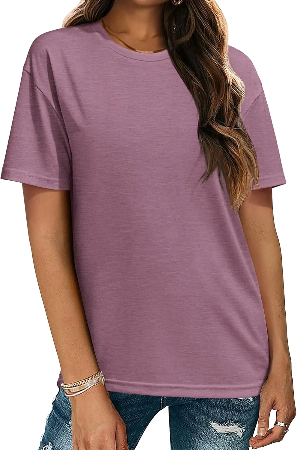 Zeagoo Women's T-Shirts Short Sleeve Tops Summer Casual Blouse Crew Neck Basic Shirt 2 Pack Loose Fit Tee