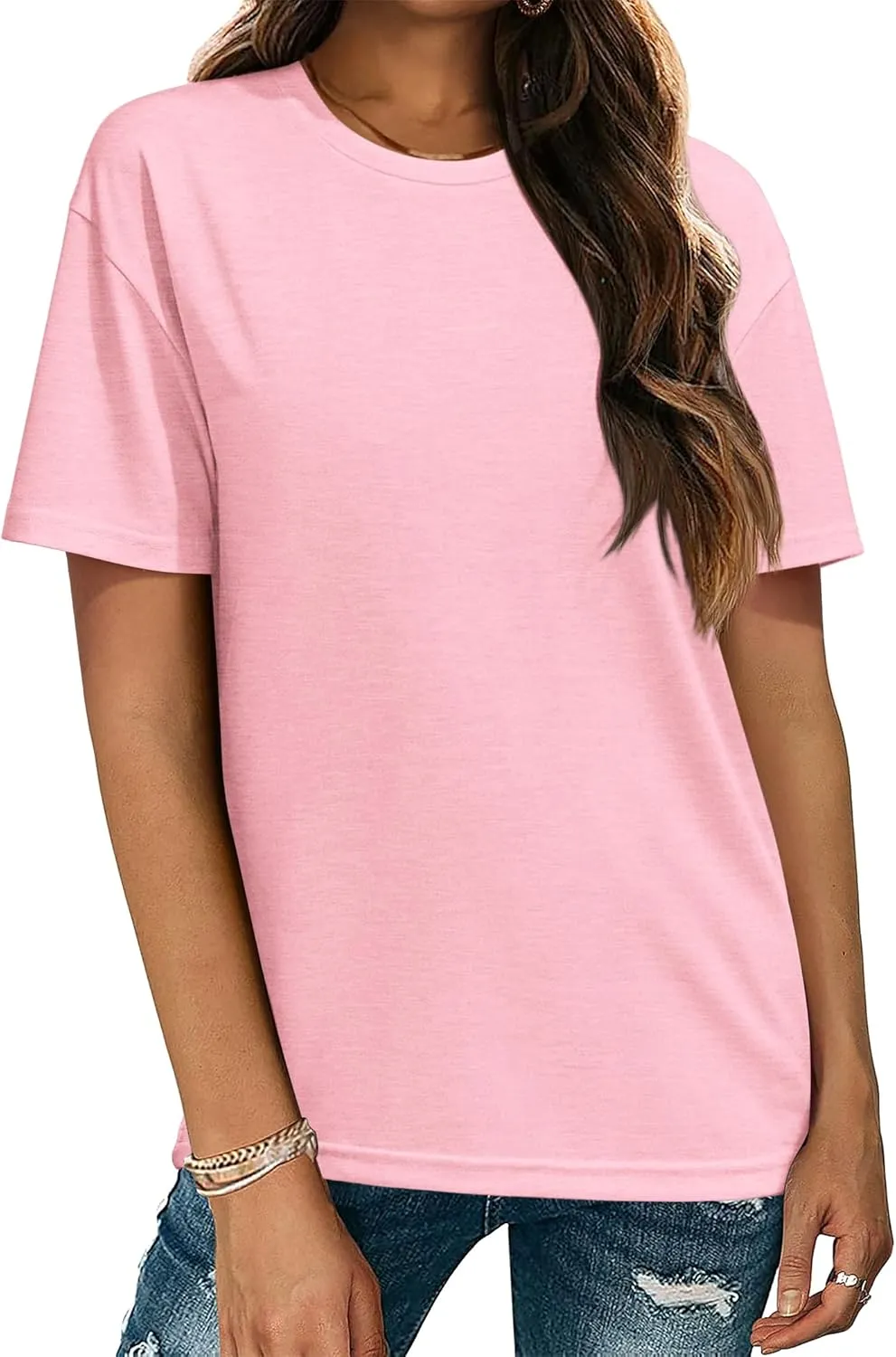 Zeagoo Women's T-Shirts Short Sleeve Tops Summer Casual Blouse Crew Neck Basic Shirt 2 Pack Loose Fit Tee