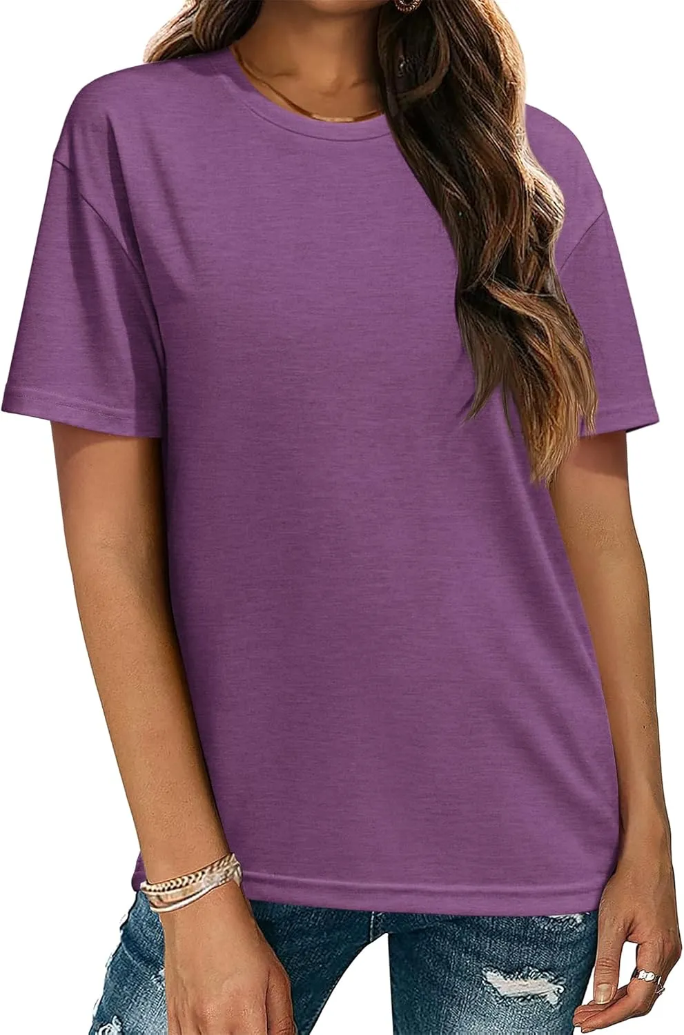 Zeagoo Women's T-Shirts Short Sleeve Tops Summer Casual Blouse Crew Neck Basic Shirt 2 Pack Loose Fit Tee