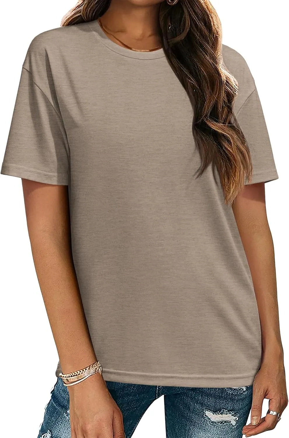 Zeagoo Women's T-Shirts Short Sleeve Tops Summer Casual Blouse Crew Neck Basic Shirt 2 Pack Loose Fit Tee