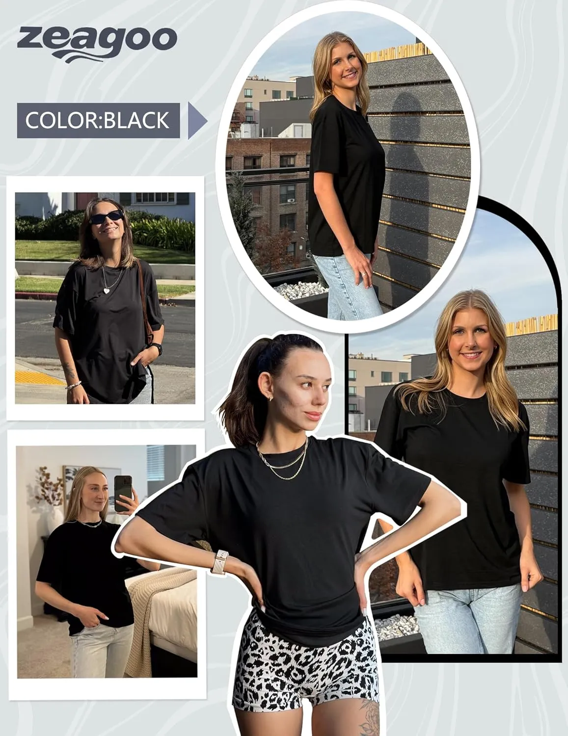 Zeagoo Women's T-Shirts Short Sleeve Tops Summer Casual Blouse Crew Neck Basic Shirt 2 Pack Loose Fit Tee