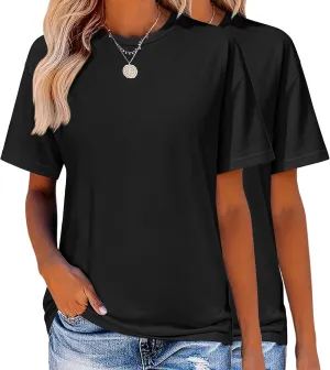 Zeagoo Women's T-Shirts Short Sleeve Tops Summer Casual Blouse Crew Neck Basic Shirt 2 Pack Loose Fit Tee