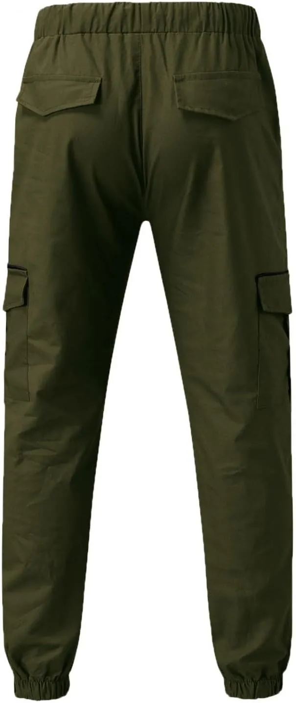 ZHUER Mens Casual Cargo Pants Joggers Pants Stretch Drawstring Sweatpants Cotton Chino Pants Slim Fit Gym Workout Pants
