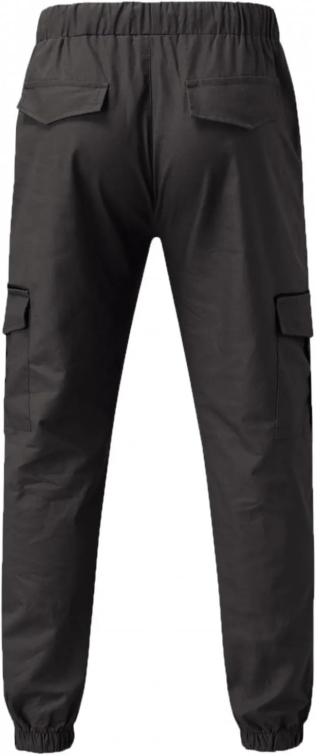 ZHUER Mens Casual Cargo Pants Joggers Pants Stretch Drawstring Sweatpants Cotton Chino Pants Slim Fit Gym Workout Pants