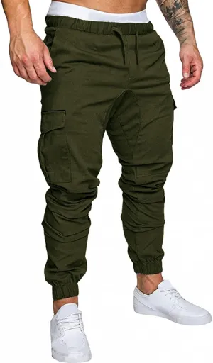 ZHUER Mens Casual Cargo Pants Joggers Pants Stretch Drawstring Sweatpants Cotton Chino Pants Slim Fit Gym Workout Pants