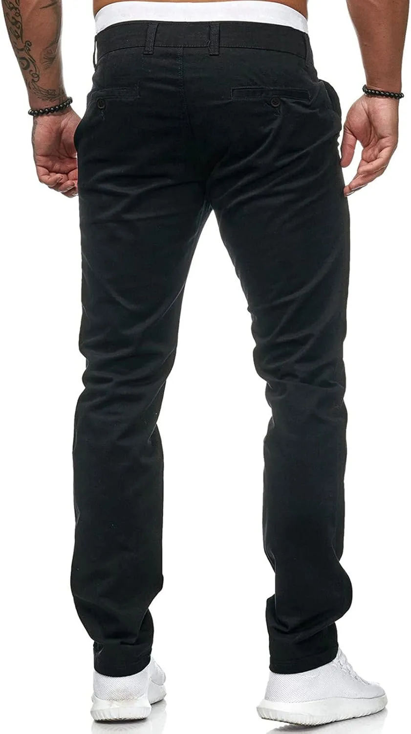 ZHUER Mens Casual Pants Slim Fit Flat-Front Skinny Dress Pants Full Length Mid Waist Stretch Chino Pants Work Sport Trousers
