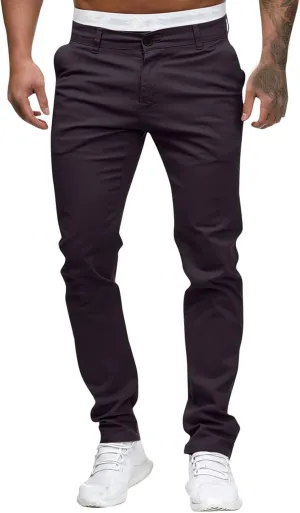 ZHUER Mens Casual Pants Slim Fit Flat-Front Skinny Dress Pants Full Length Mid Waist Stretch Chino Pants Work Sport Trousers
