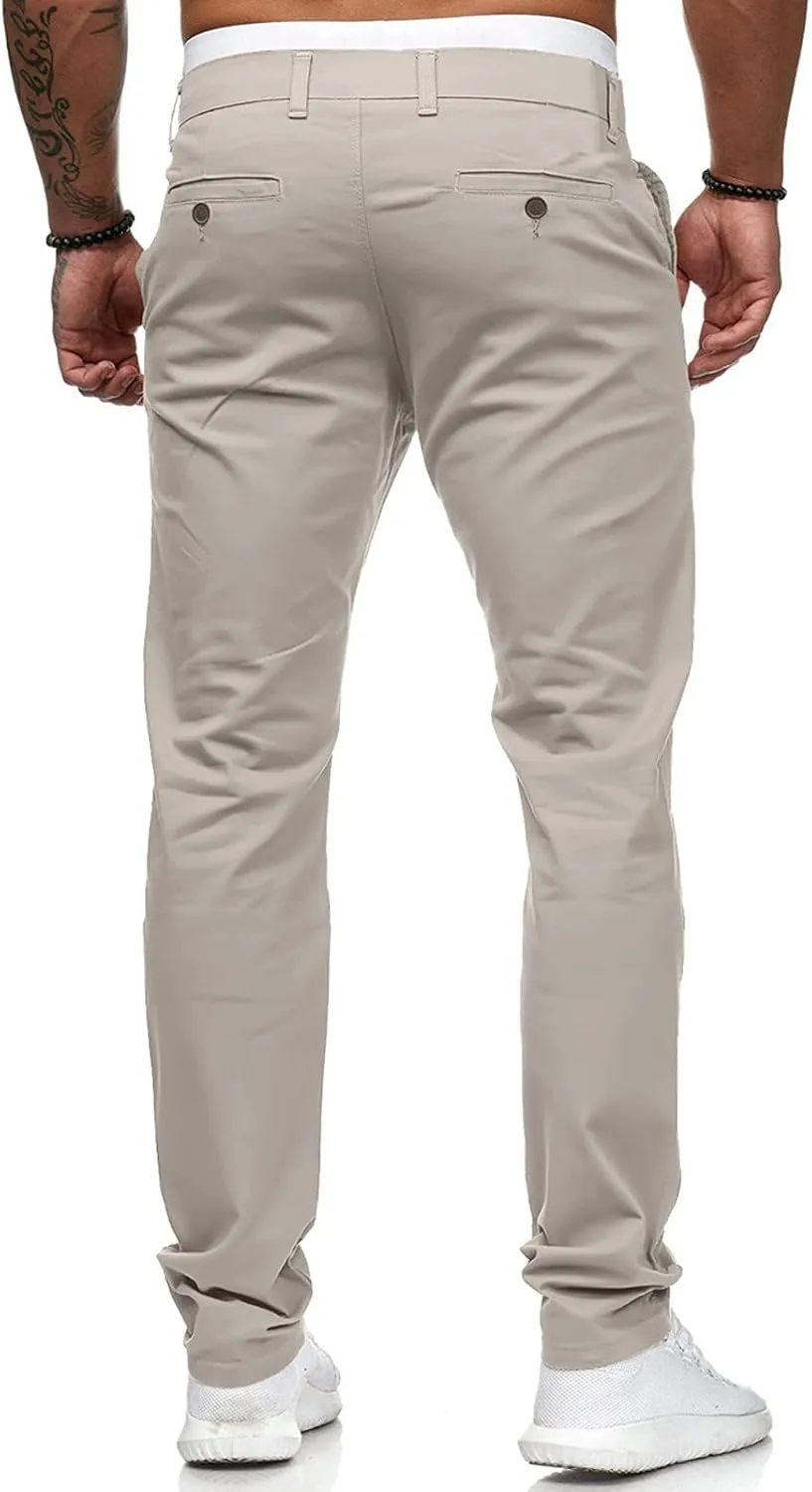 ZHUER Mens Casual Pants Slim Fit Flat-Front Skinny Dress Pants Full Length Mid Waist Stretch Chino Pants Work Sport Trousers